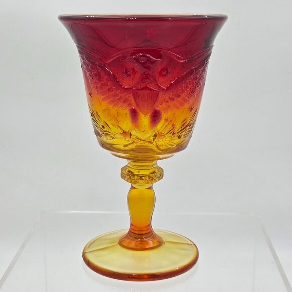 L. E. Smith Glass Amberina American Eagle Goblet 6½″ Wine Glass Mid-Century - Picture 4 of 7